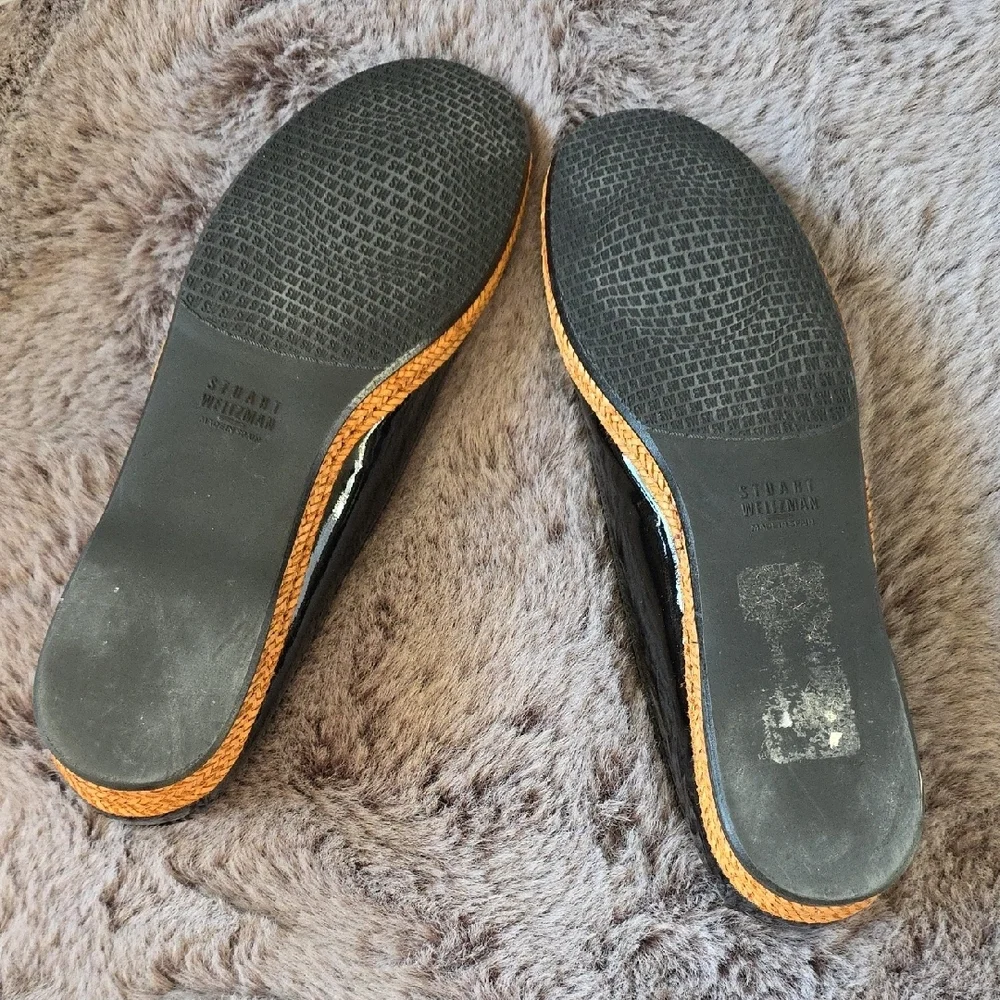 Stuart Weitzman Patent Leather Espadrilles Flats Vtg Classic Loafer Design 9.5 N